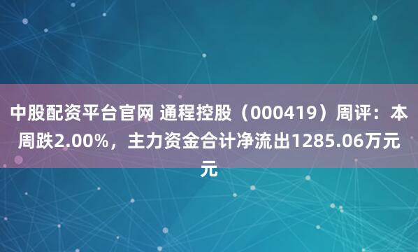 中股配资平台官网 通程控股（000419）周评：本周跌2.00%，主力资金合计净流出1285.06万元